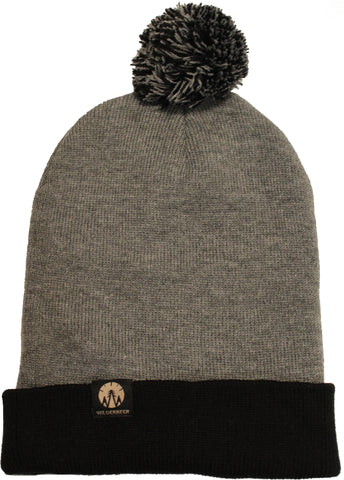 POM BEANIE - Dark Heather Gray / Black