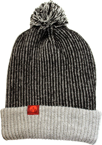 SPECKLED POM BEANIE - Black / Grey